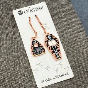 Owlcrate Enamel Bookmark Death Before DNF Coffin Planchette Rose Gold Black